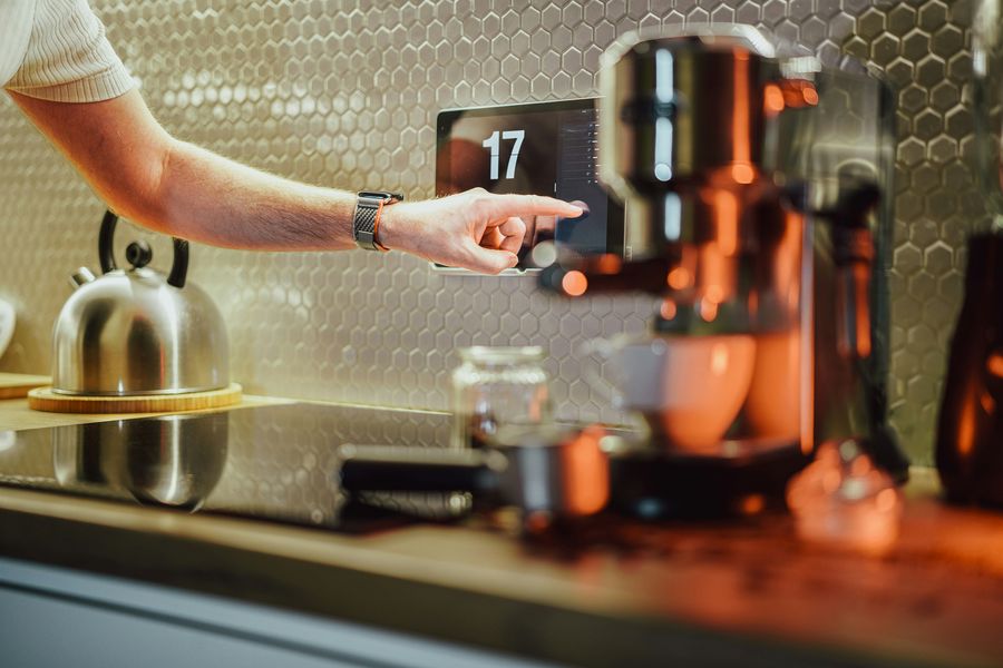 Wall-mounted kitchen touchscreen control panel